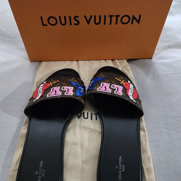 Louis Vuitton Black Heart Mules - Picture 1 of 4